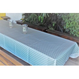 Mantel impermeable lunares crema y celeste