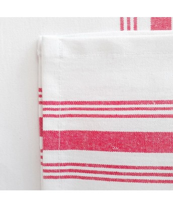 Mantel blanco rayas rojas