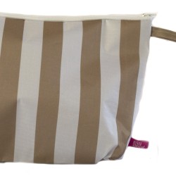 Neceser Rectangular rayas beige y blano