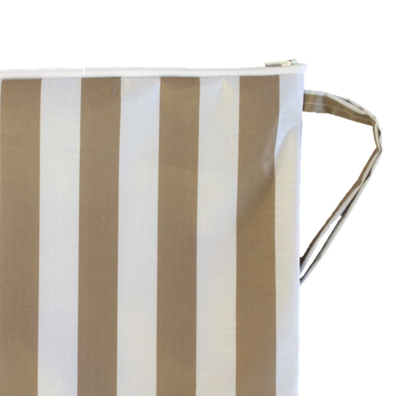 Neceser cuadrado rayas beige y blanco Neceser cuadrado rayas beige y blanco