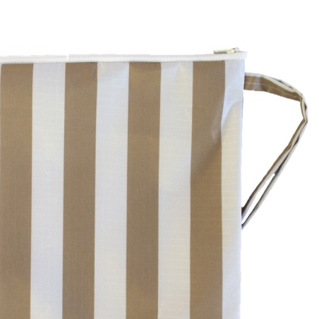 Neceser cuadrado rayas beige y blanco