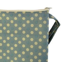 Neceser cuadrado lunares azul y crema