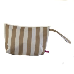 Neceser Rectangular rayas beige y blano