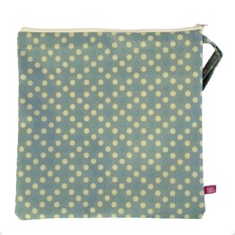 Neceser cuadrado lunares azul y crema