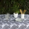 Mantel hojas gris