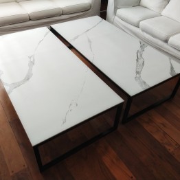 Mesa ratona - Carrara satinado - negra - 160x80