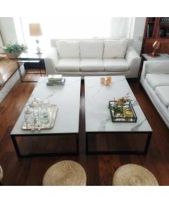 Mesa ratona - Carrara satinado - negra - 160x80