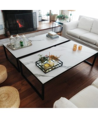Mesa ratona - Carrara satinado - negra - 160x80