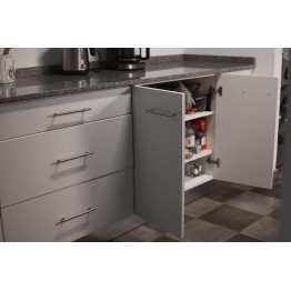 Mueble de cocina Pili a medida melamina gris y alerce