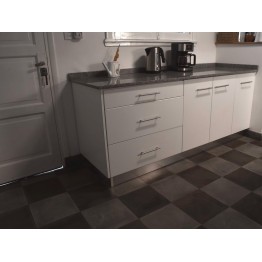 Mueble de cocina Pili a medida melamina gris y alerce