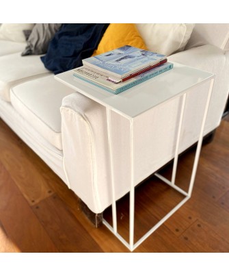 Mesa arrime C esbelta blanca 40x40