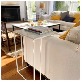 Mesa arrime C esbelta blanca 40x40