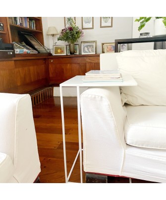 Mesa arrime C esbelta blanca 40x40
