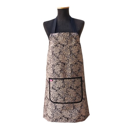 Delantal hojas beige y negro