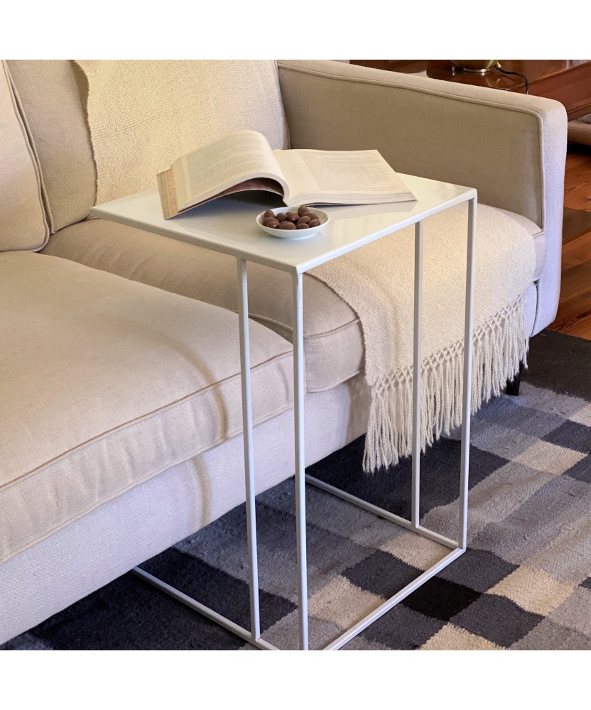 Mesa arrime C esbelta blanca 40x40
