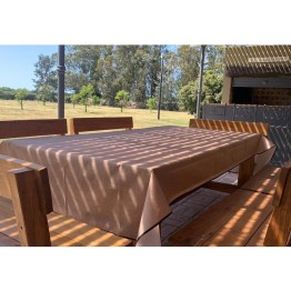 Mantel Impermeable liso beige borde azul