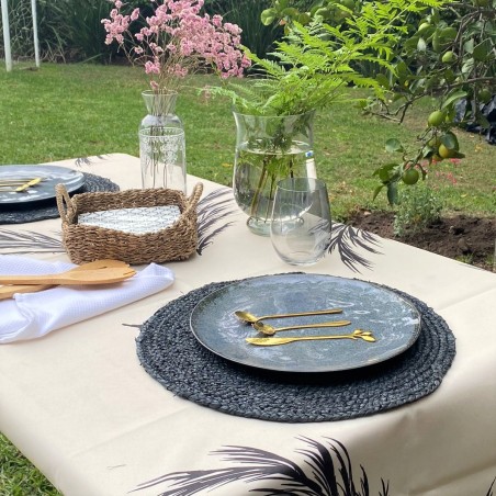 Mantel antimanchas Pastos crudo y negro