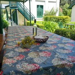 Pili Deco.Mantel Impermeable hortensias celeste