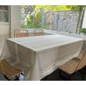 Pili Deco.Mantel antimanchas Raya griega blanca lino