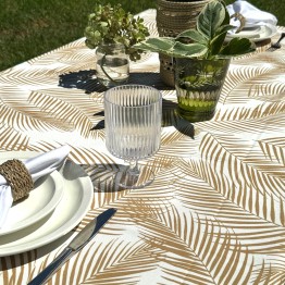 Pili Deco.Mantel antimanchas palmera blanco