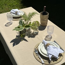 Pili Deco.Mantel antimanchas beige