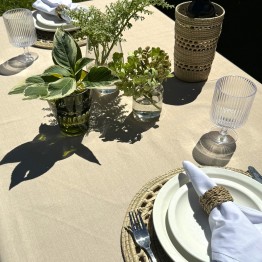 Pili Deco.Mantel antimanchas beige