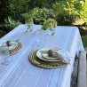 Pili Deco.Mantel antimanchas Raya griega blanca lino