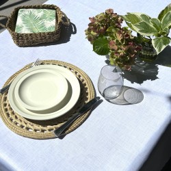 Pili Deco.Mantel antimanchas Blanco lino Liso