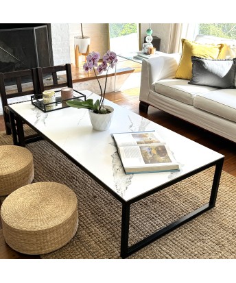 Pilideco.Mesa ratona - Carrara satinado - negra - 160x80