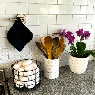 Agarraderas crochet algodón azules pack x2 | Pili Deco