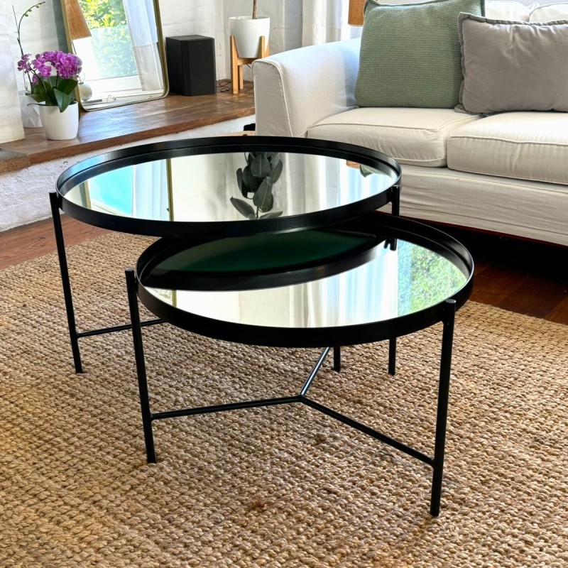Pilideco.Mesa ratona redonda espejo oro Pilideco.Mesa ratona redonda espejo oro
