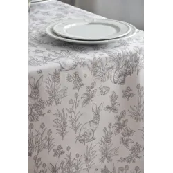 Pili Deco.Mantel de tela antimanchas dibujo negro y beige