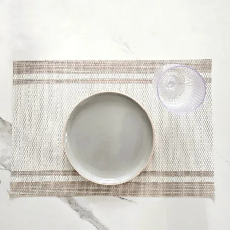Pilideco.individuales beige raya blanca