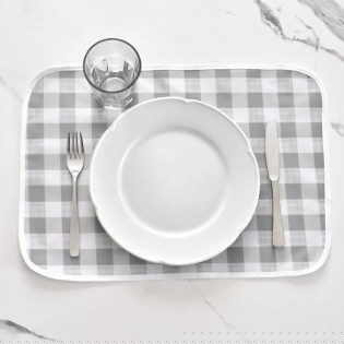 Individual impermeable escocés gris | Pili Deco