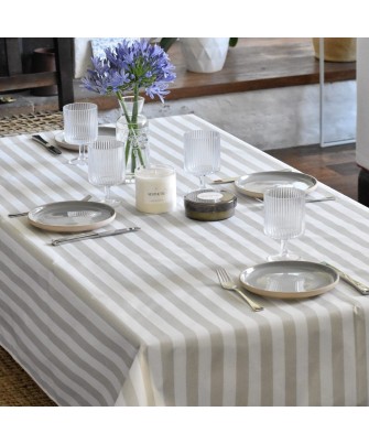 Mantel impermeable rayas gris perla | Pili Deco