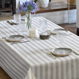 Mantel impermeable rayas gris perla | Pili Deco
