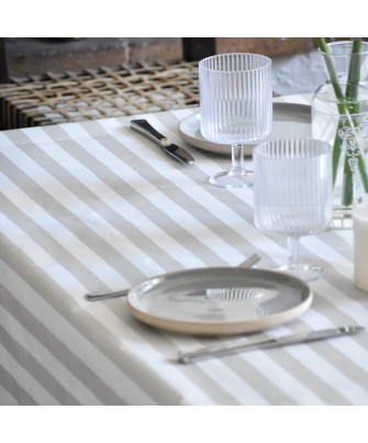 Mantel impermeable rayas gris perla | Pili Deco