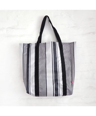 Bolso Super raya griega negra lino | Pili Deco