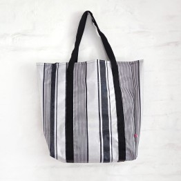 Bolso Super raya griega negra lino | Pili Deco