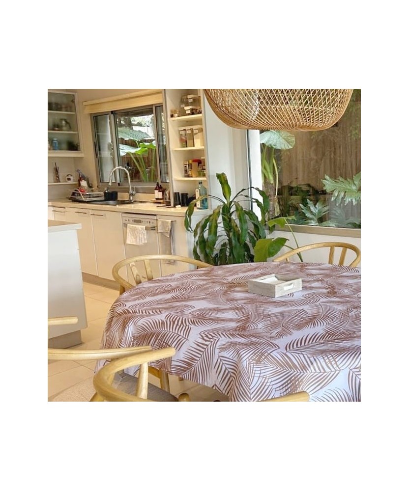 Pili Deco.Mantel antimanchas palmera blanco