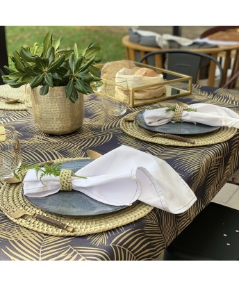 Pili Deco.Mantel antimanchas palmera negra