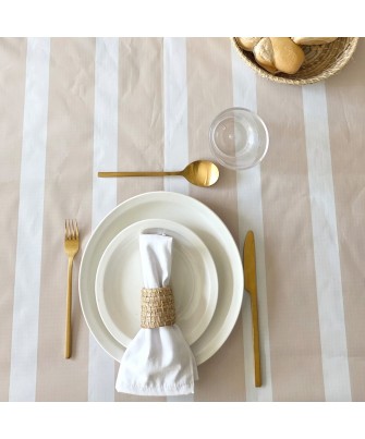 Pili Deco.Mantel impermeable rayas gris perla