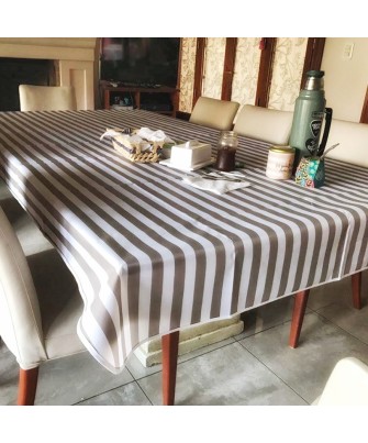 Mantel impermeable rayado blanco y beige | Pili Deco