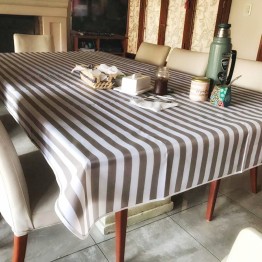 Mantel impermeable rayado blanco y beige | Pili Deco