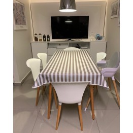 Mantel impermeable rayado blanco y beige | Pili Deco