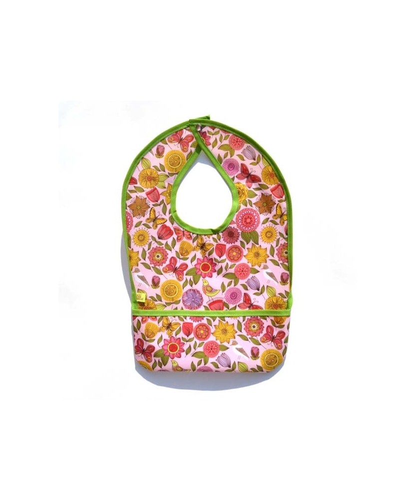 babero buho flores y pajaros rosa