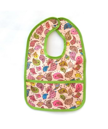 babero pajaritos rosa