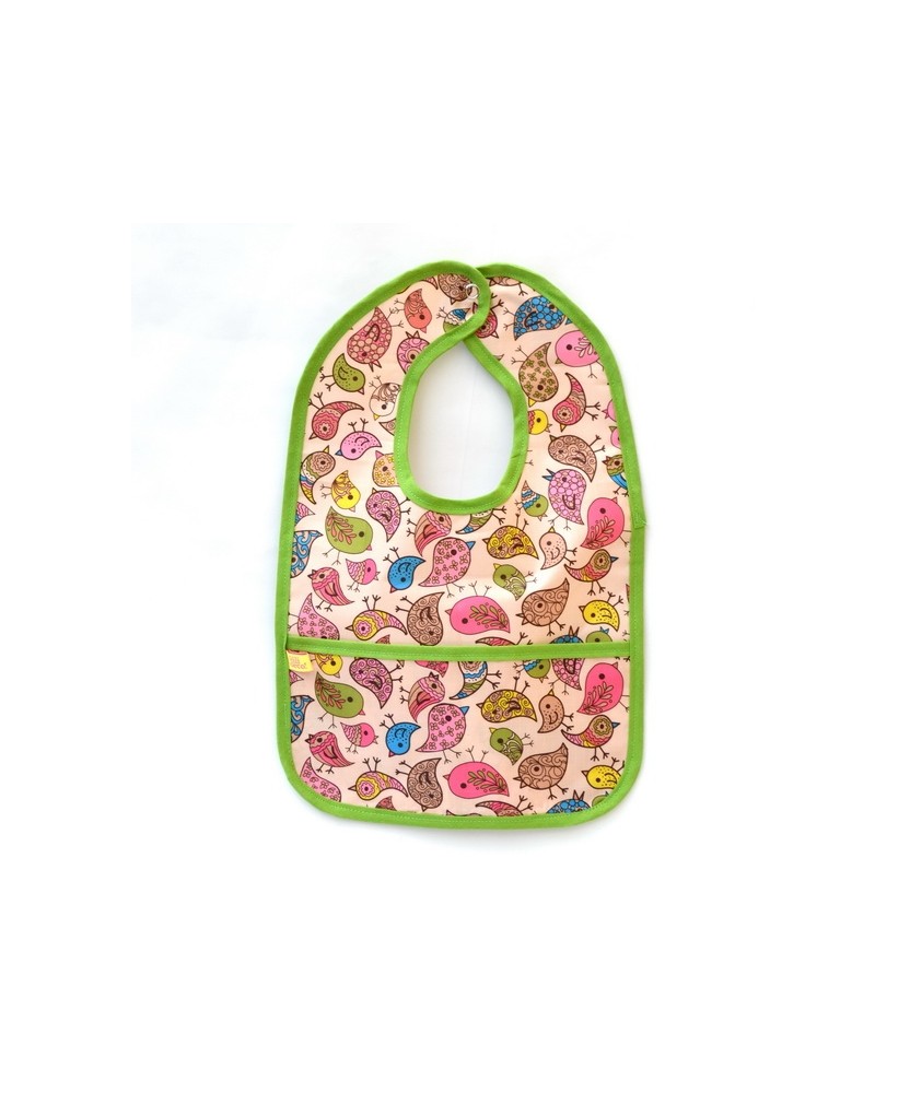 babero pajaritos rosa