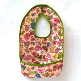 babero pajaritos rosa