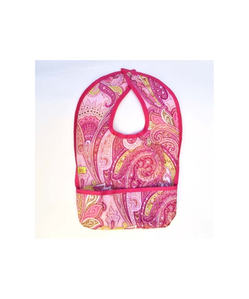 Babero fucsia y blanco borde fucsia